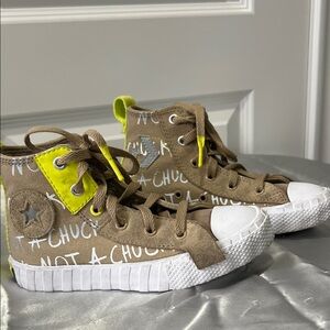 Converse Kids High-Top Sneakers in Tan and White